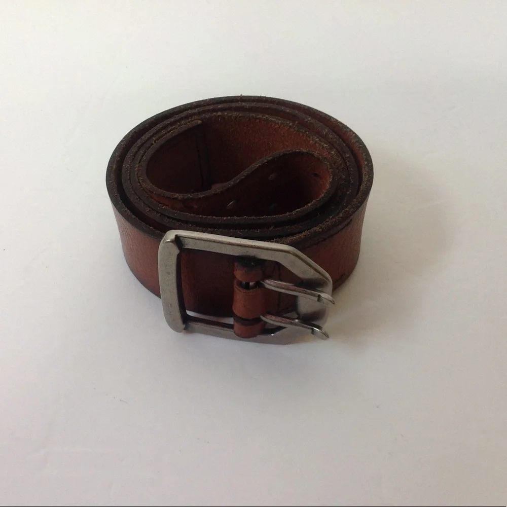 Vintage Brown Leather Belt Bucket Rugged Saddle